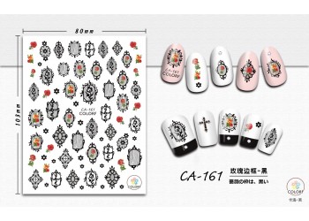 3D Nagel Sticker Coole stickers voor nagel folie Fashion Manicure Stickers Nagels CA-161 Kader Zwart