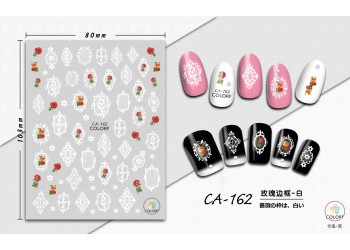 3D Nagel Sticker Coole stickers voor nagel folie Fashion Manicure Stickers Nagels CA-162 Kader Wit