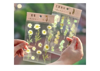 10 stuk Natuurlijke Daisy Clover Woorden Stickers Transparante Bloemen Bladeren Planten Deco