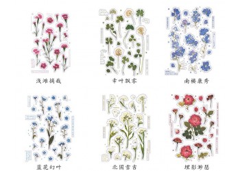 18 stuk Natuurlijke Daisy Clover Woorden Stickers Transparante Bloemen Bladeren Planten Deco