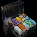 100 stuk Professionele Upscale Klei Casino Texas Poker Chips 14G waarde 1 tot 500 met Chipstandaard en Dobbelstenen