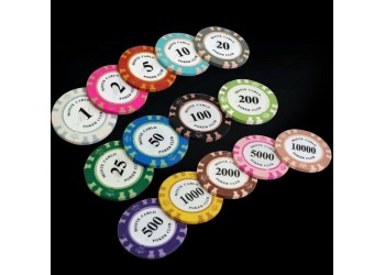 50 stuk Professionele Upscale Klei Casino Texas Poker Chips 14G waarde 25 50 100 200 1000 met Dobbelstenen