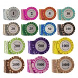 50 stuk Professionele Upscale Klei Casino Texas Poker Chips 14G waarde 1 2 5 10 25 met Dobbelstenen