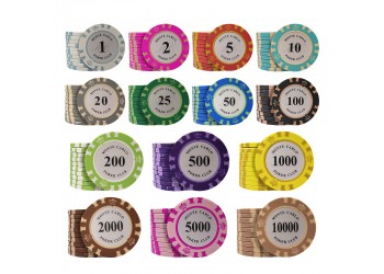 50 stuk Professionele Upscale Klei Casino Texas Poker Chips 14G waarde 25 50 100 200 1000 met Dobbelstenen