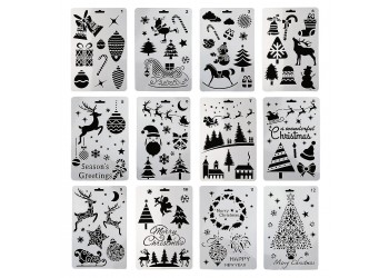 12 in 1 Kerst serie Kaart DIY Album Masking Spray Geschilderd Template Tekening Stencils Schilderen Scrapbooking Card 