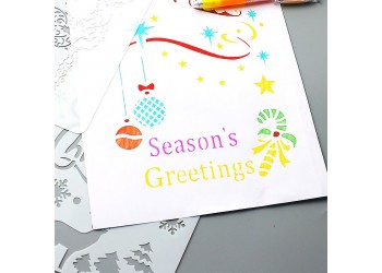 12 in 1 Kerst serie Kaart DIY Album Masking Spray Geschilderd Template Tekening Stencils Schilderen Scrapbooking Card 