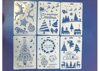 12 in 1 Kerst serie Kaart DIY Album Masking Spray Geschilderd Template Tekening Stencils Schilderen Scrapbooking Card 