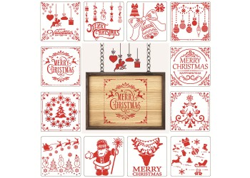 12 in 1 Kerst serie Kaart 13x13cm DIY Album Masking Spray Geschilderd Template Tekening Stencils Schilderen Scrapbooking Card 