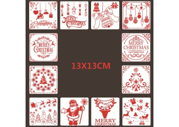 12 in 1 Kerst serie Kaart 13x13cm DIY Album Masking Spray Geschilderd Template Tekening Stencils Schilderen Scrapbooking Card 