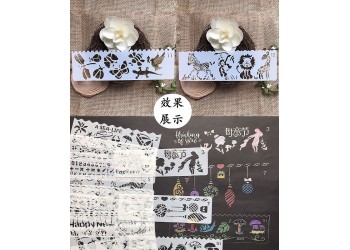 12 in 1 Kaart DIY Album Masking Spray Geschilderd Template Tekening Stencils Schilderen Scrapbooking Card Lace ruler 