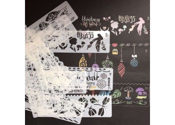 12 in 1 Kaart DIY Album Masking Spray Geschilderd Template Tekening Stencils Schilderen Scrapbooking Card Lace ruler 