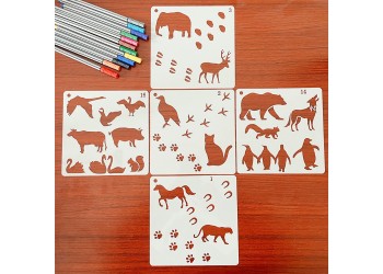 16 in 1 Kaart DIY Album Masking Spray Geschilderd Template Tekening Stencils Schilderen Scrapbooking Card Dieren