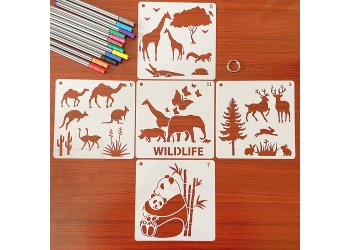 16 in 1 Kaart DIY Album Masking Spray Geschilderd Template Tekening Stencils Schilderen Scrapbooking Card Dieren