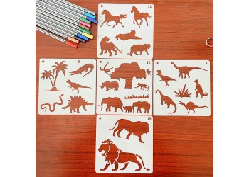 16 in 1 Kaart DIY Album Masking Spray Geschilderd Template Tekening Stencils Schilderen Scrapbooking Card Dieren