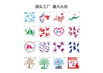 16 in 1 Kaart DIY Album Masking Spray Geschilderd Template Tekening Stencils Schilderen Scrapbooking Card Vogel