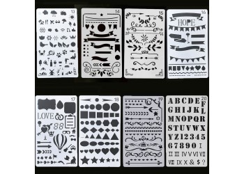 8 in 1 Kaart DIY Album Masking Spray Geschilderd Template Tekening Stencils Schilderen Scrapbooking Card 