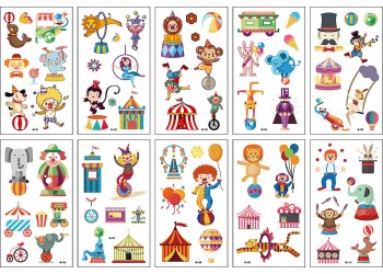 10 stuk Tattoo Sticker Gezicht Hand Cartoon Nep Tatoo Tijdelijke Waterdichte Taty model M Circus