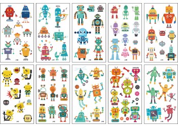 10 stuk Tattoo Sticker Gezicht Hand Cartoon Nep Tatoo Tijdelijke Waterdichte Taty model J Robot