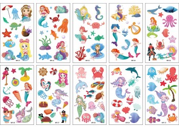 10 stuk Tattoo Sticker Gezicht Hand Cartoon Nep Tatoo Tijdelijke Waterdichte Taty model MR Meermin