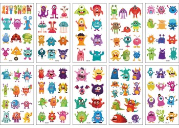 10 stuk Tattoo Sticker Gezicht Hand Cartoon Nep Tatoo Tijdelijke Waterdichte Taty model GS Monster