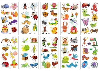10 stuk Tattoo Sticker Gezicht Hand Cartoon Nep Tatoo Tijdelijke Waterdichte Taty model KC Insect