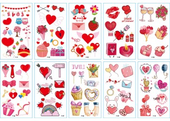10 stuk Tattoo Sticker Gezicht Hand Cartoon Nep Tatoo Tijdelijke Waterdichte Taty model F Valentijnsdag