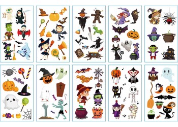 10 stuk Tattoo Sticker Gezicht Hand Cartoon Nep Tatoo Tijdelijke Waterdichte Taty model B Halloween