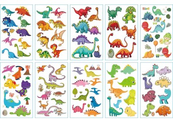 10 stuk Tattoo Sticker Gezicht Hand Cartoon Nep Tatoo Tijdelijke Waterdichte Taty model H Dinosaurus