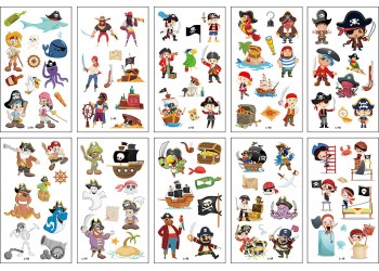 10 stuk Tattoo Sticker Gezicht Hand Cartoon Nep Tatoo Tijdelijke Waterdichte Taty model LP Piraat