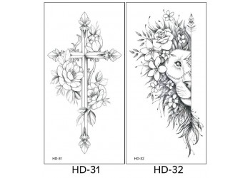 2 stuk XL Tattoo Sticker Gezicht Hand Mooie Body Art Nep Tatoo Tijdelijke Waterdichte Taty model HD3132