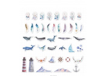 40 stuk aquarel schilderen walvis veerkracht Cartoon stickers voor kinderen en volwassenen Beloningsstickers Journal Laptop Telefoon Stickers