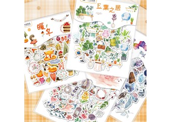 40 stuk aquarel schilderen bloem blad Cartoon stickers voor kinderen en volwassenen Beloningsstickers Journal Laptop Telefoon Stickers
