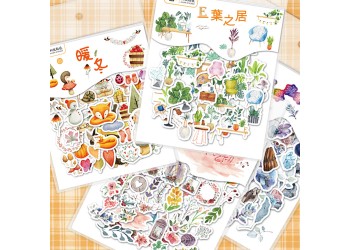 40 stuk aquarel schilderen tussendoortje Cartoon stickers voor kinderen en volwassenen Beloningsstickers Journal Laptop Telefoon Stickers