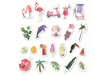 40 stuk aquarel schilderen strand vakantie Cartoon stickers voor kinderen en volwassenen Beloningsstickers Journal Laptop Telefoon Stickers