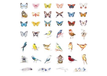 40 stuk aquarel schilderen vlinder vogel Cartoon stickers voor kinderen en volwassenen Beloningsstickers Journal Laptop Telefoon Stickers