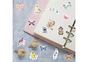 40 stuk aquarel schilderen vlinder vogel Cartoon stickers voor kinderen en volwassenen Beloningsstickers Journal Laptop Telefoon Stickers