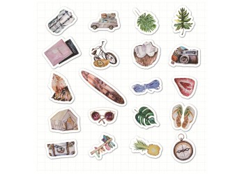 40 stuk aquarel schilderen zomer vakantie Cartoon stickers voor kinderen en volwassenen Beloningsstickers Journal Laptop Telefoon Stickers