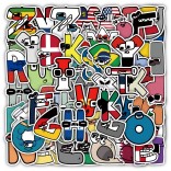 62 stuk alfabet Cartoon stickers voor kinderen en volwassenen Beloningsstickers Journal Laptop Telefoon Stickers