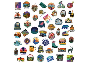 50 stuk avontuurlijk kamperen buitenlucht Cartoon stickers voor kinderen en volwassenen Beloningsstickers Journal Laptop Telefoon Stickers