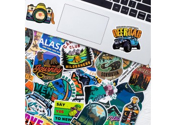 50 stuk avontuurlijk kamperen buitenlucht Cartoon stickers voor kinderen en volwassenen Beloningsstickers Journal Laptop Telefoon Stickers