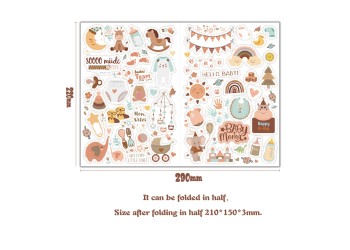 204 Stuks/4 Vellen Baby Scrapbooking Stickers Baby Boy Stickers Voor Baby Shower, Pasgeboren Baby Party Uitnodiging Kaarten Kids Cadeau Wrap