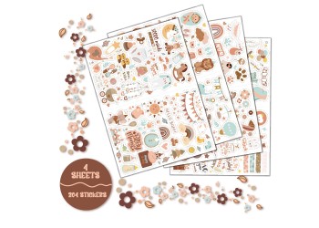 204 Stuks/4 Vellen Baby Scrapbooking Stickers Baby Boy Stickers Voor Baby Shower, Pasgeboren Baby Party Uitnodiging Kaarten Kids Cadeau Wrap