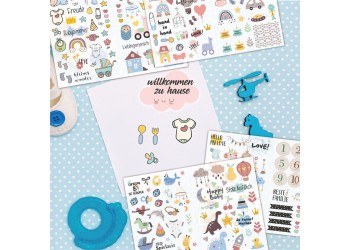 212 Stuks/4 Vellen Baby Scrapbooking Stickers Baby Boy Stickers Voor Baby Shower, Pasgeboren Baby Party Uitnodiging Kaarten Kids Cadeau Wrap