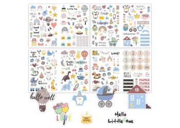 212 Stuks/4 Vellen Baby Scrapbooking Stickers Baby Boy Stickers Voor Baby Shower, Pasgeboren Baby Party Uitnodiging Kaarten Kids Cadeau Wrap