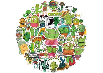 50 stuk cactus Cartoon stickers voor kinderen en volwassenen Beloningsstickers Journal Laptop Telefoon Stickers