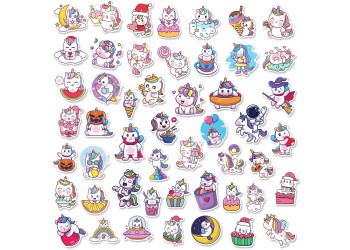 50 stuk eenhoorn Cartoon stickers voor kinderen en volwassenen Beloningsstickers Journal Laptop Telefoon Stickers