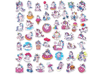 50 stuk eenhoorn Cartoon stickers voor kinderen en volwassenen Beloningsstickers Journal Laptop Telefoon Stickers