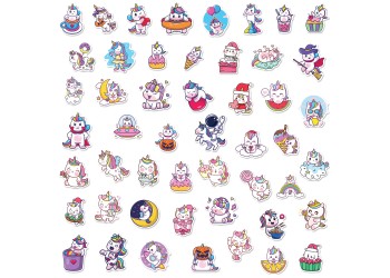 50 stuk eenhoorn Cartoon stickers voor kinderen en volwassenen Beloningsstickers Journal Laptop Telefoon Stickers