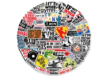 50 stuk fitnessruimte gym sportschool Cartoon stickers voor kinderen en volwassenen Beloningsstickers Journal Laptop Telefoon Stickers