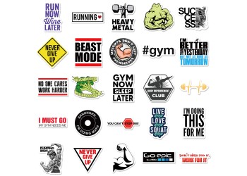 50 stuk fitnessruimte gym sportschool Cartoon stickers voor kinderen en volwassenen Beloningsstickers Journal Laptop Telefoon Stickers